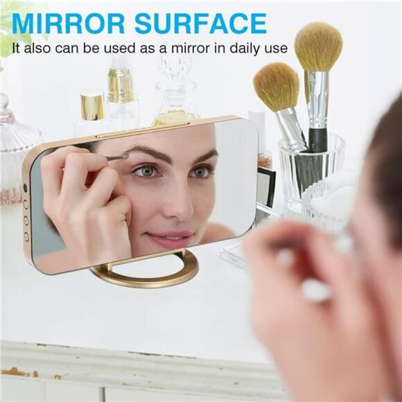 LED Digital Mirror Clock Large Display USB Charger Desk Wall Alarm Bedroom - Picture 2 of 8